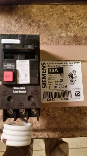 Three Siemens Circuit Breakers, BE230H, 2P, 30A,  2-22kA 1-10kA 120/240VAC GFCI