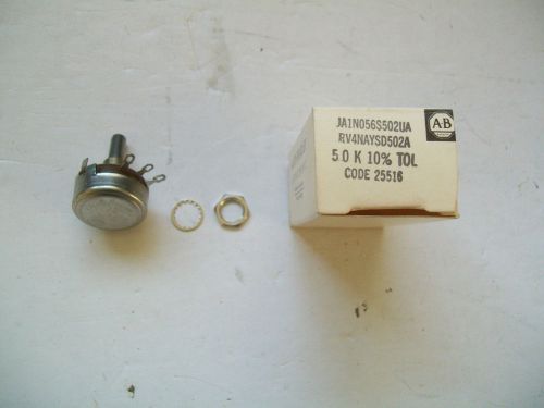 NIB NOS Allen Bradley JAIN056S502UA POTENTIOMETER 5000 5.0K OHM Type J w/Hardwar