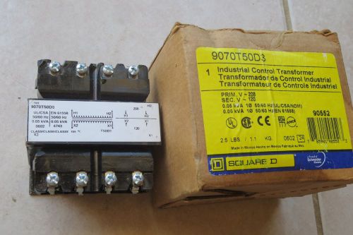 SQUARE D INDUSTRIAL CONTROL TRANSFORMER 9070T50D3