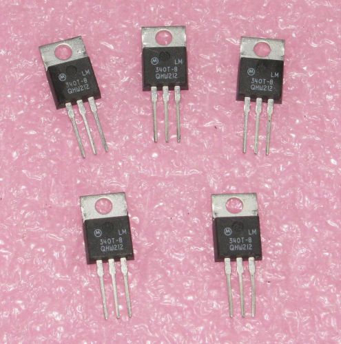 (5) Motorola LM340T-8 8-volt Regulators New Surplus Stock Free Shipping