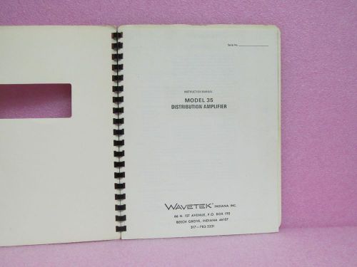 Wavetek Manual 35 Distribution Amplifier Operating Manual Only