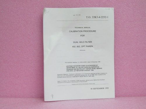 Military Manual 452, 852, OPT PAREN Dual Hi/Lo Filter Calibration Proced. (9/95)