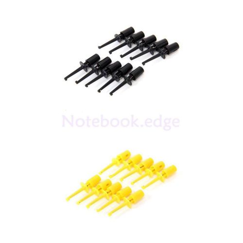 20pcs 1.7&#034; Mini Test Hook Probe Spring Clip for PCB SMD IC DIY Black Yellow