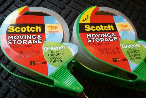 2 rolls 3m scotch moving and storage packaging tape with dispenser 1.88&#034;x38.2 yd for sale