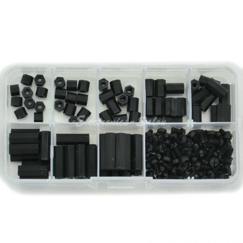 M3 Nylon Black Hex F-F Spacers/ Screws/ Nuts Assorted Kit, Standoff