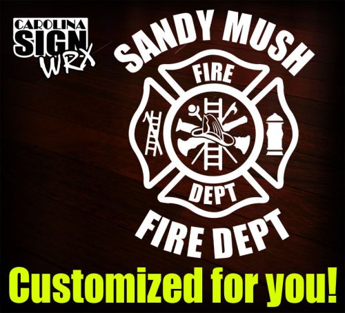 Custom Firefighter Maltese Cross Vinyl Decal Sticker