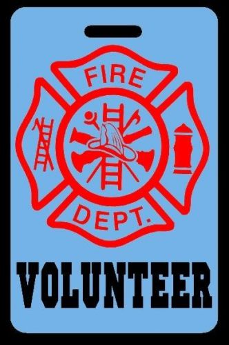 Sky-blue volunteer firefighter luggage/gear bag tag - free personalization for sale