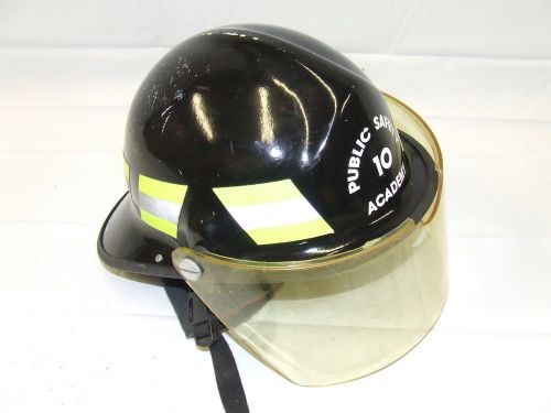 LION 3700 FIRE FIGHTER RESCUE HELMET w VISOR BLACK b