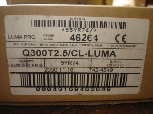 NIB 6 LUMA PRO 5YR74 - Q300T2.5/CL-LUMA 46264 TUNGSTEN HALOGEN BULB