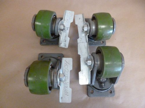 4pcs. HAMILTON 41064 AIR-FLO CASTER WHEELS SWIVEL FOOT BRAKE 5&#034; x 2-1/2&#034; x 7&#034;