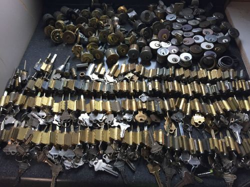 Locksmith lock cylinder lot 235 brass mortise-lever-knob-keymark-medeco-shclage+ for sale