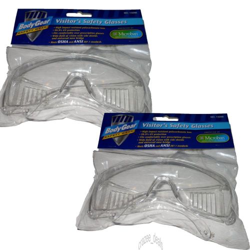 Lot Of 2 Pair Body Gear Visitors Safety Glasses W/Side Shields NEW