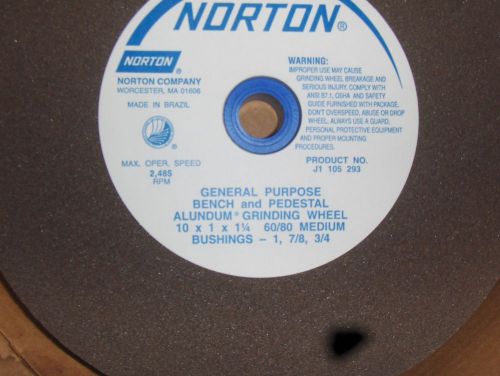 NORTON ALUNDUM 10 INCH GRINDING WHEEL  60/80 BRUSHINGS