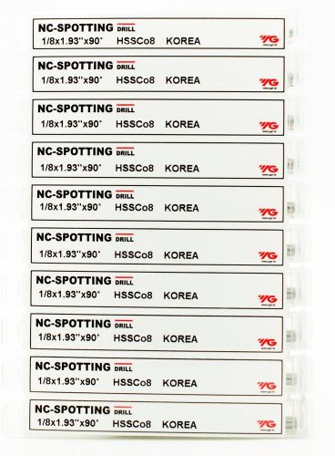 Pack of 10pcs 1/8&#034; 90 Degree Cobalt YG1 Brand Spot Drills Part Number 0081LPk