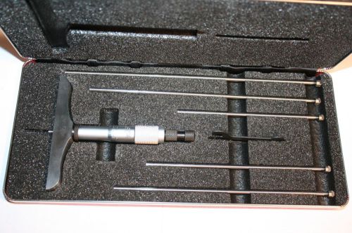 Starrett 445 -6 micrometer; 0-6&#034; range, 3&#034; base-ratchet, lock nut, 6 rods 445 for sale