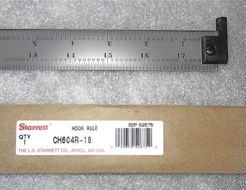 STARRETT # CH604R-18 / 18” SATIN CHROME STEEL RULE W/ HOOK END NEW IN SLEEVE