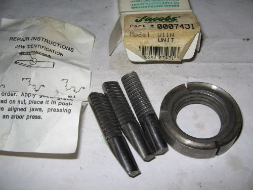 Jacobs Chuck Nut &amp; Jaws Kit, Part# U11N, Model U11N, # 7431, NOS