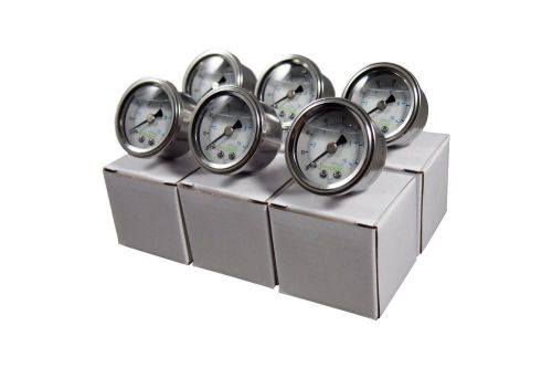 6) 1-1/2&#034; water pressure gauge liquid filled 1/4&#034; tube or 1/8&#034; npt 0-150 psi for sale