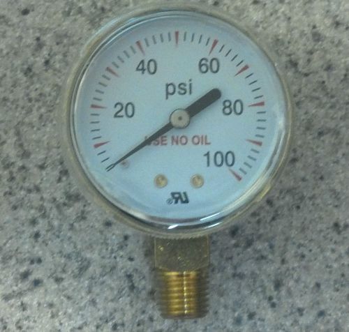 2&#034; 0-100 1/4&#034; NPT Bottom Fitting Gauge Oxygen etc