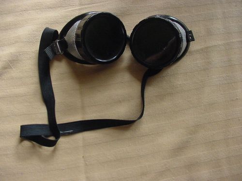 NOS VINTAGE STEAMPUNK BLACK BAKELITE MOTORCYCLE SAFETY GLASSES WELDING GOGGLES