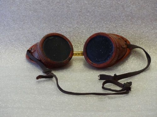 Vtg bakelite brown tortoise-shell welding goggles-usa -steampunk - free shipping for sale