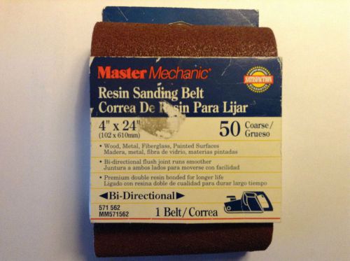 Master mechanic 4&#034;x24&#034; resin sanding belt sand 50 grit course bi-directional for sale