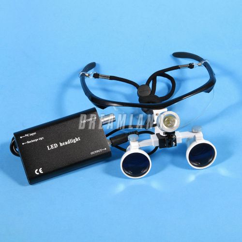 Dental Surgical Medical Binocular Loupes 3.5X + LED Headlight Black