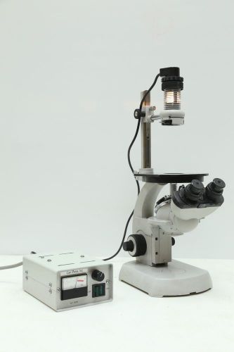 Vintage carl zeiss opton inverted binocular microscope with lamp &amp; power supply for sale