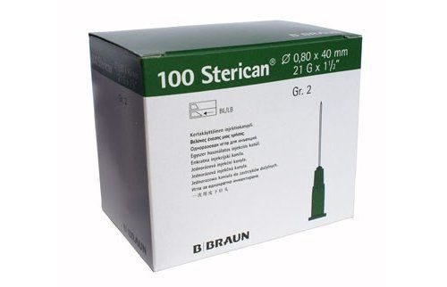 Bbraun sterican 21g x 1 1/2 inch green hypodermic needle (box of 100) for sale