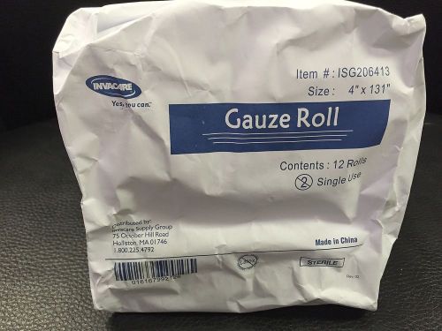Invacare 4&#034; x 131&#034; Sterile Latex Free Gauze Roll Bandages ISG206413 Pack of 72