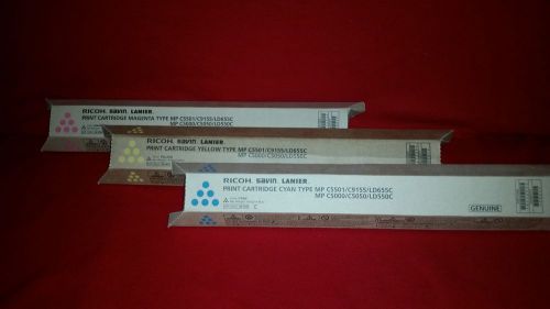 Ricoh Savin Lanier 841453 841454 841455 Genuine Toner - Set of 3 - CMY