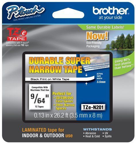 Brother International TZEN201 Tzen201 .13in Black On White Labl Super Narrow For