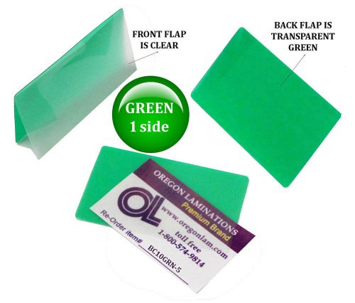 Qty 500 green/clear business card laminating pouches 2-1/4 x 3-3/4 by lam-it-all for sale