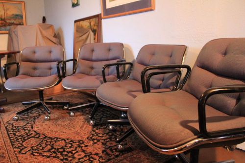 SET of 4 Vintage MCM Original Knoll NYC Charles Pollock Executive chairs COOL!!