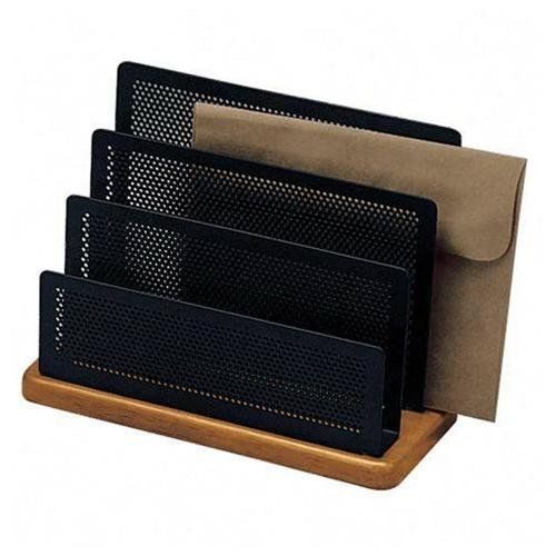 Rolodex 1813864 Mini Sorter, Three Sections, Metal/wood, 7 1/2 X 3 1/2 X 5 3/4,