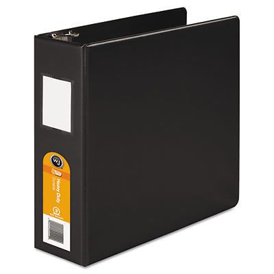 Locking No Gap Round Ring Binder With Label Holder, 3&#034; Capacity, Black