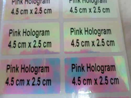 100 pink hologram personalized waterproof name stickers labels 4.5 x 2.5 cm tags for sale