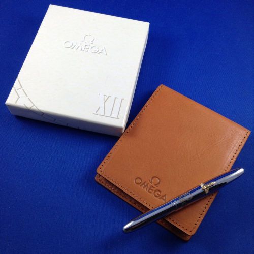 omega luxury brown leather notepad with small space pen baselworld 2014