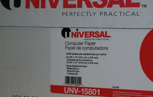 White 1 part, 18 lb. universal continuous paper #15801, 2700 sheets for sale