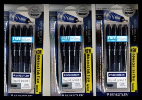 24  STAEDTLER LIQUID ROLLER PENS Black Ink XF Point ##