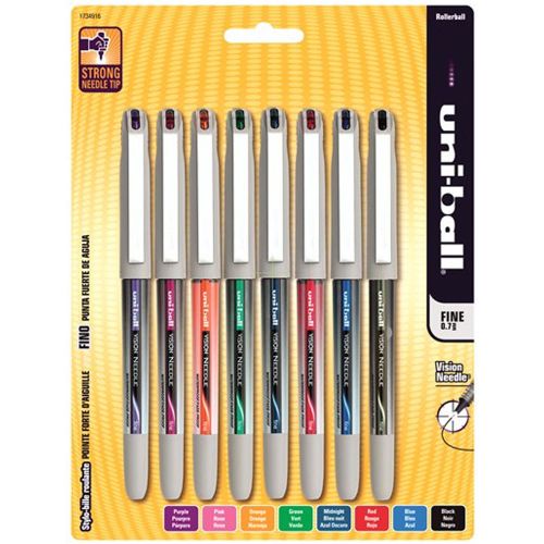 Uni-Ball Vision Needle 8 Color RollerBall Pens Fine Pt