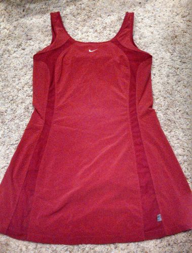 Nike Dri-Fit PINK 2-Layer Tennis Skirt Bra Top DRESS L 12 14 Ball Pockets skort