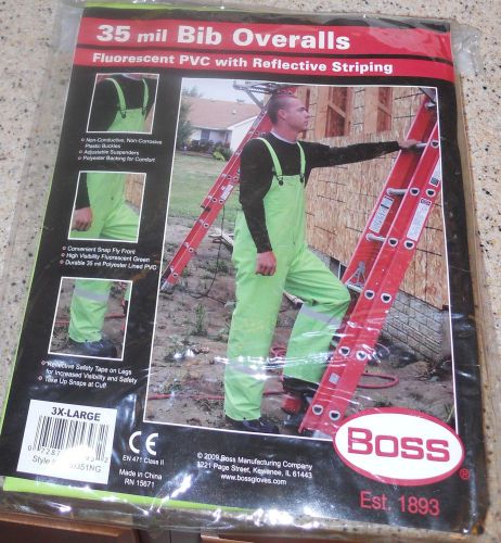 35 mil Bib Overalls Fluorescent PVC w/reflective striping Hig Vis PRO351NG 3XXX