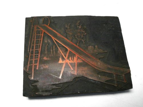 Vintage Letterpress Print Block &#039;Mitchell Mfg. Co.&#039; Mitchell Slide Playground Eq