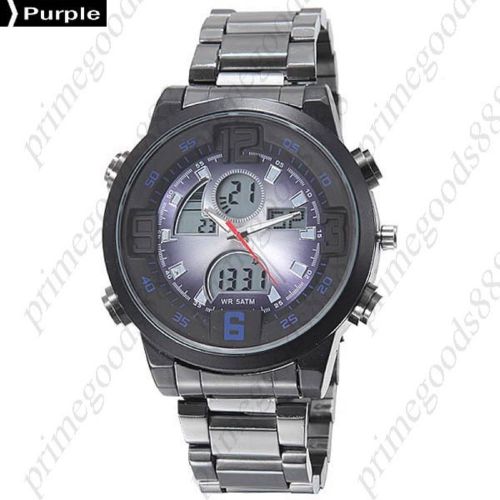 Colorful light stainless steel analog digital wrist men&#039;s wristwatch purple for sale