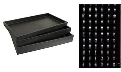 Jewelry Standard 1&#034; Tray &amp; 72 Slot Ring Foam Insert BLK