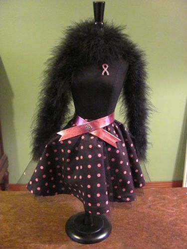 23&#034; Miniature Female Dress Form w/dress, boa &amp; pin