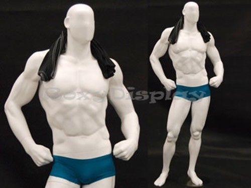 Fiberglass Big Muscle Man Matte White Color Dress form Male Display #MD-MANW