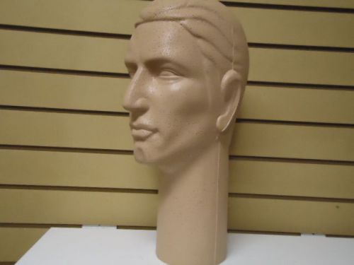 Four (4) 16&#034;H Stylized MALE Mannequin HEAD Forms-Color-Coated tm Light-Skin