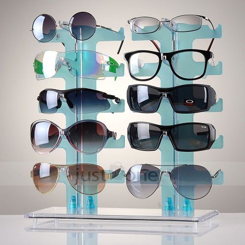 2 Rows Removable Display Holder Stand Eyeglasses Sunglasses Glasses Frame blue
